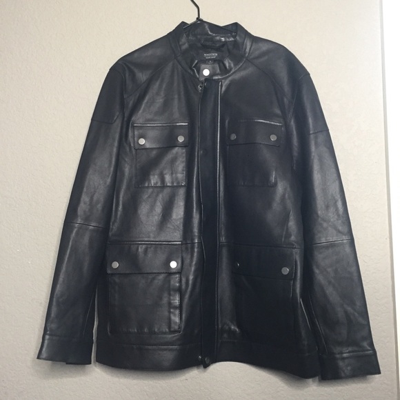 Nordstrom Black Leather Jacket Size Large